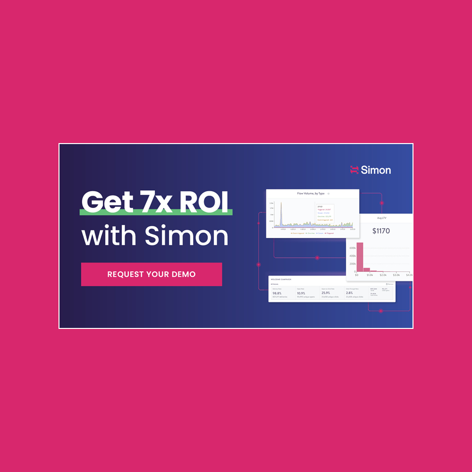 An ad for Simon Data with the text 7x ROI with the tool