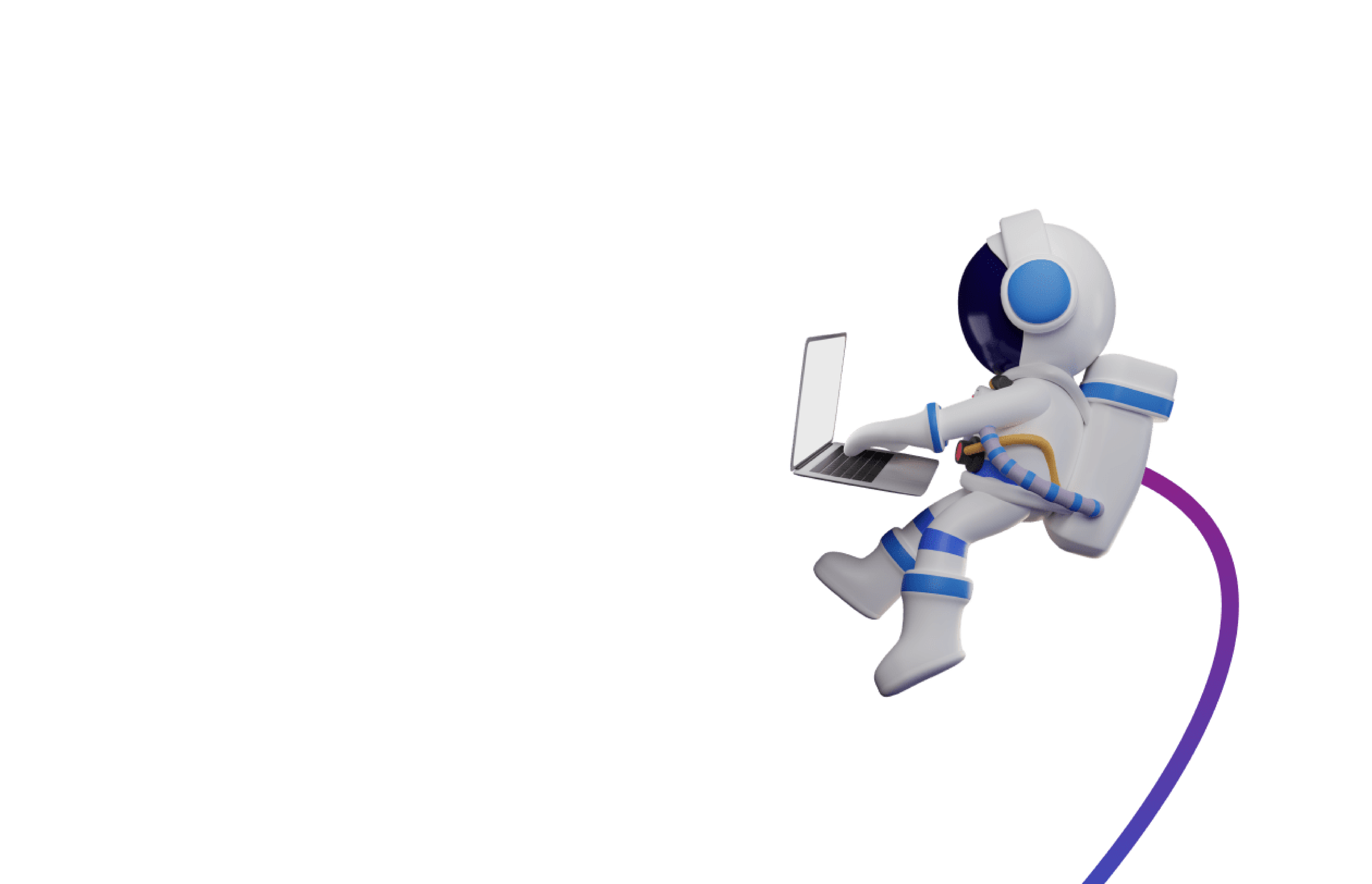 An illustration of an astronaut floating in space on a laptop